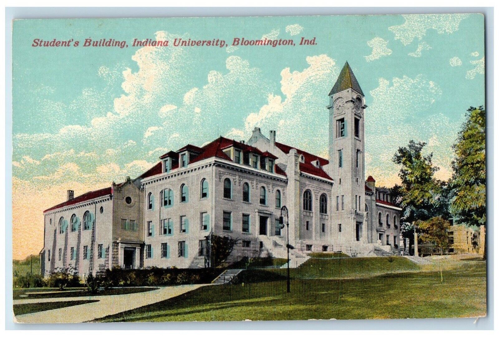 Bloomington Indiana IN Postcard Student\'s Building Indiana University 1910\'s