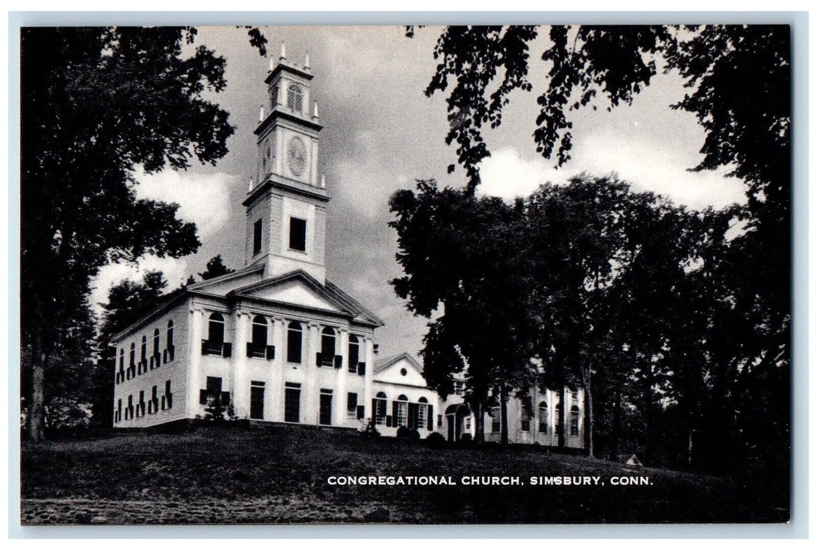 c1940 Congregational Church Simsbury Connecticut Vintage Antique Artvue Postcard