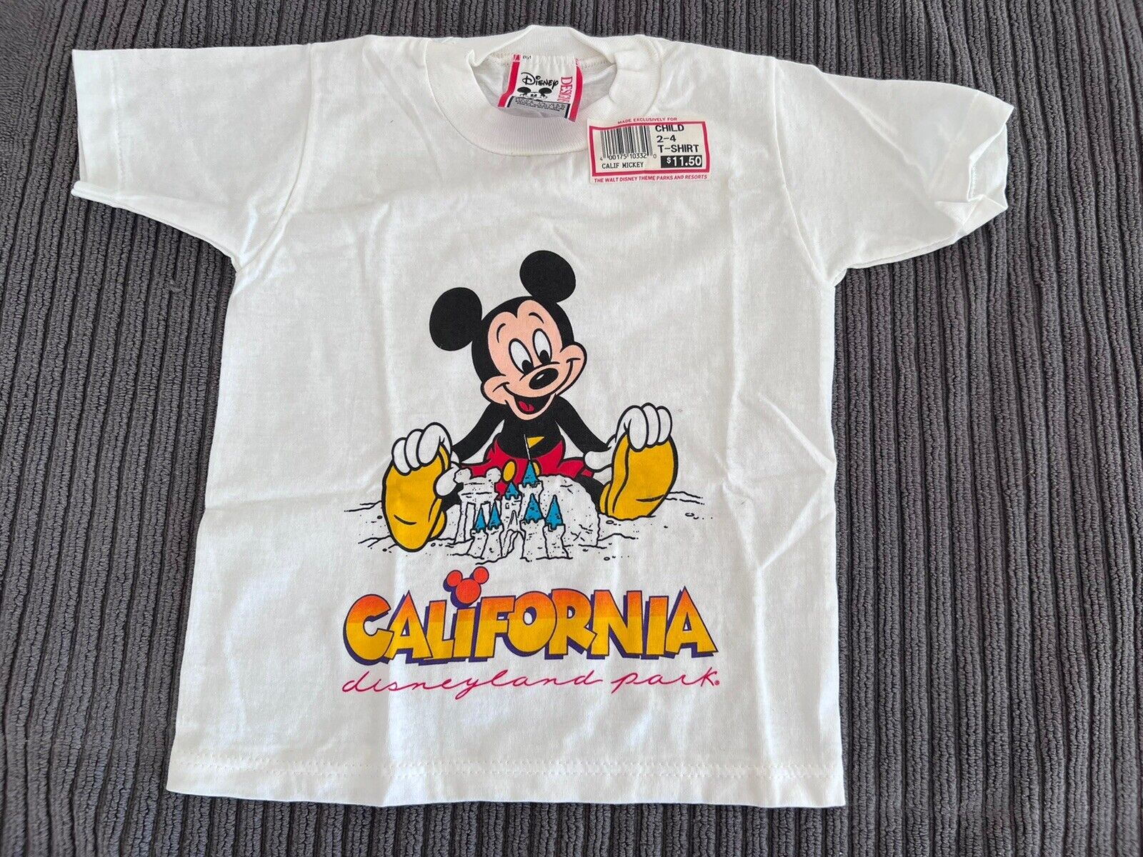 Disneyland Vintage T Shirt Mickey Mouse Sand Castle Kids 2 - 4 NWT