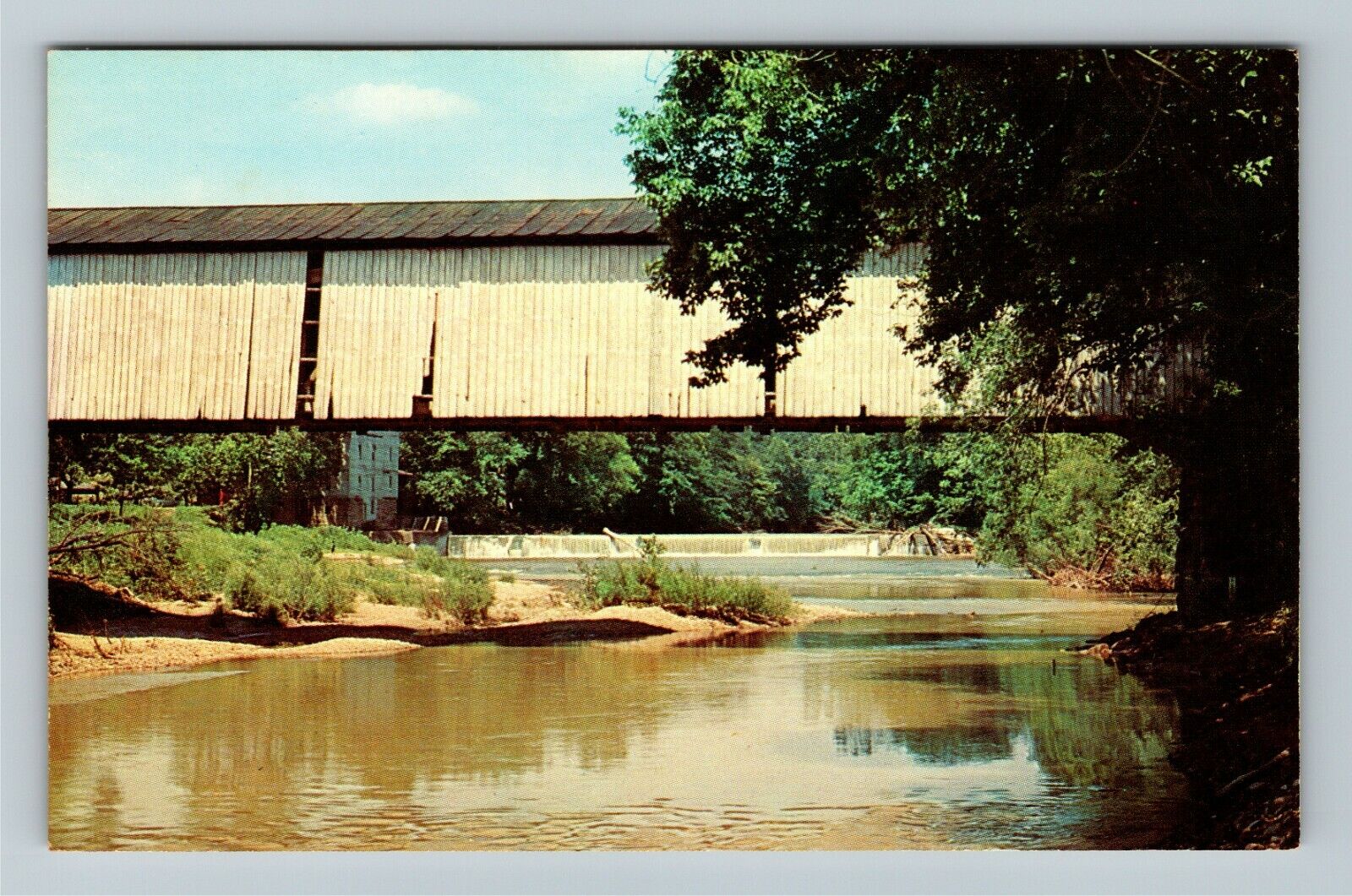 Rockville IN Indiana, Mansfield Covered Bridge Vintage Souvenir Postcard