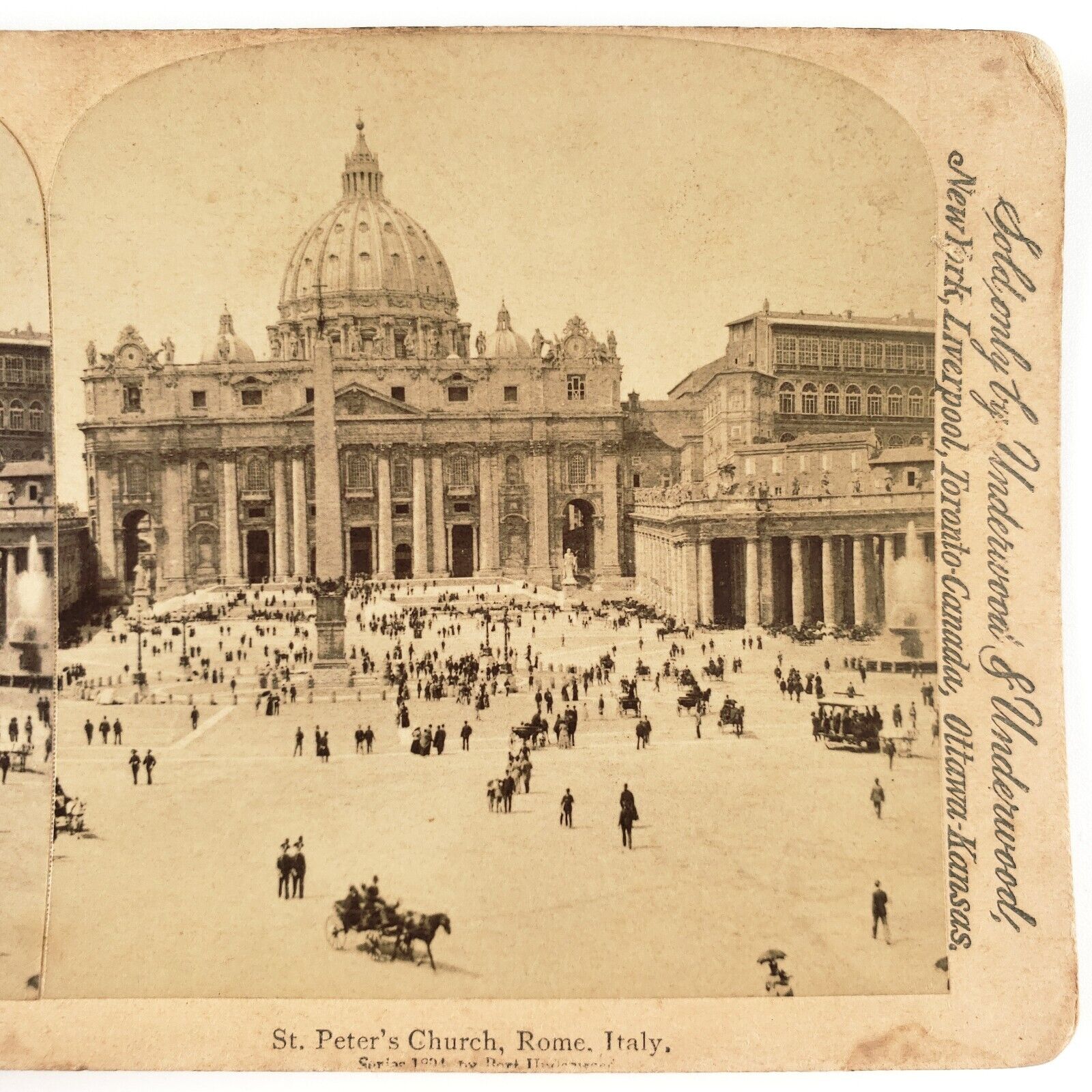 St Peter's Basilica Vatican City Stereoview c1901 Rome Italy Street Plaza B2201