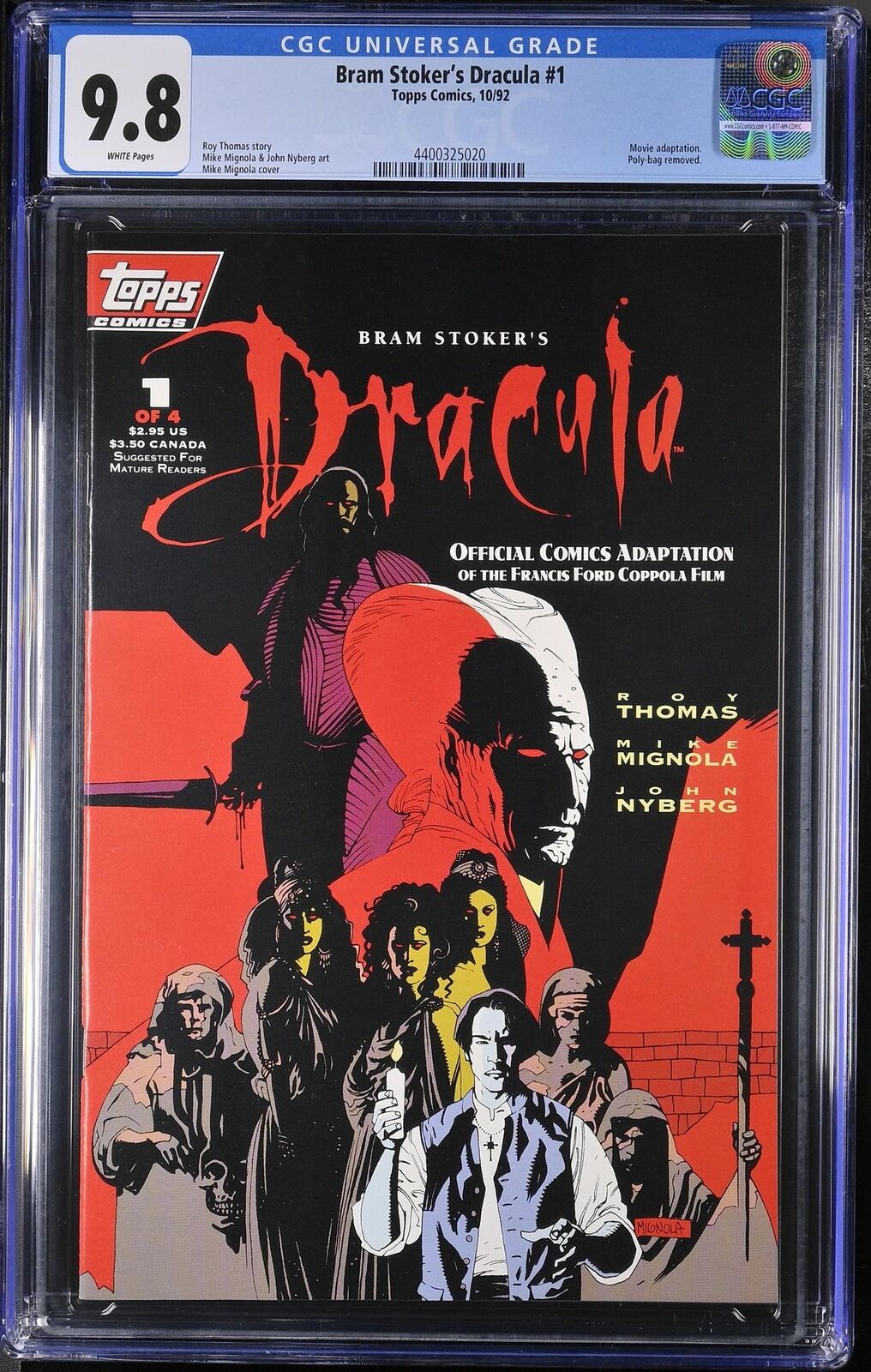 Bram Stoker's Dracula 1 CGC 9.8 1992 4400325020 Movie Adaptation Scarce