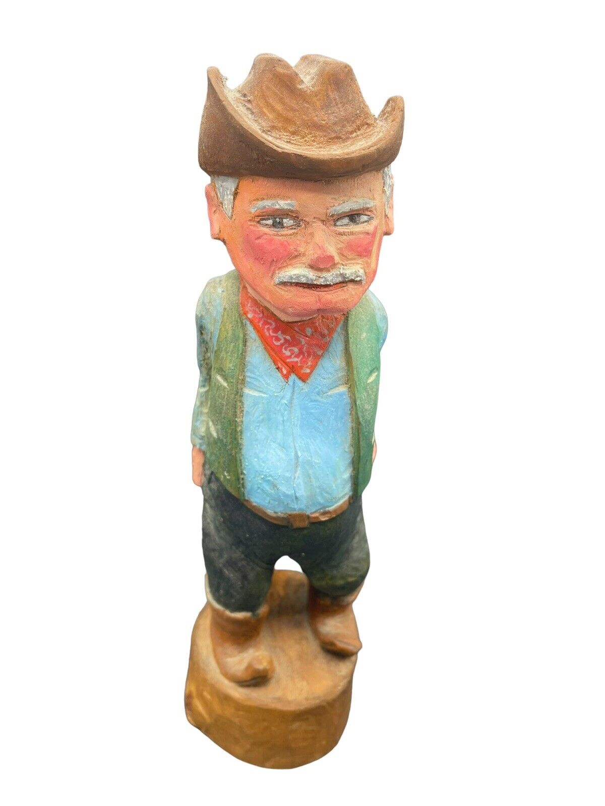 Cowboy Carved Statue Wood 12\