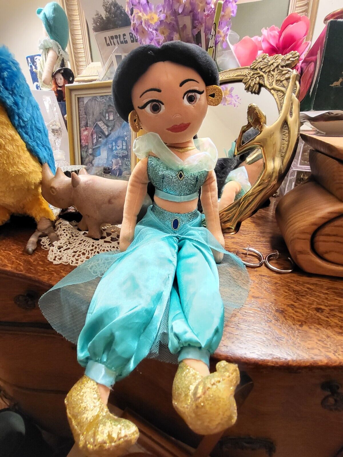 Disney Princess Jasmine 15 inch Ty Sparkle Plush Stuffed Doll Toy Aladdin No Tag
