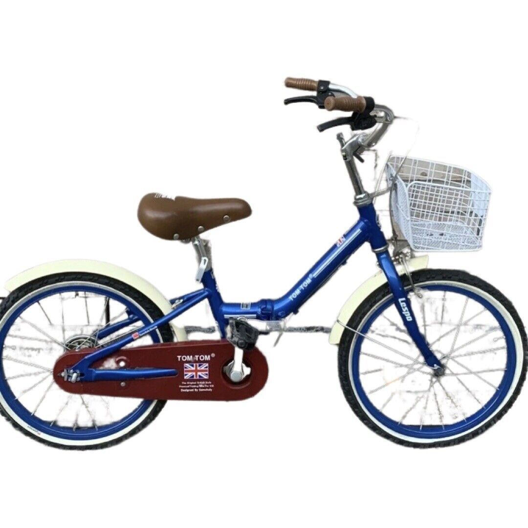 Blue  Kids Fold Up 14’ Bike Original British Style Fold Up Bicycle,TomTom Basket