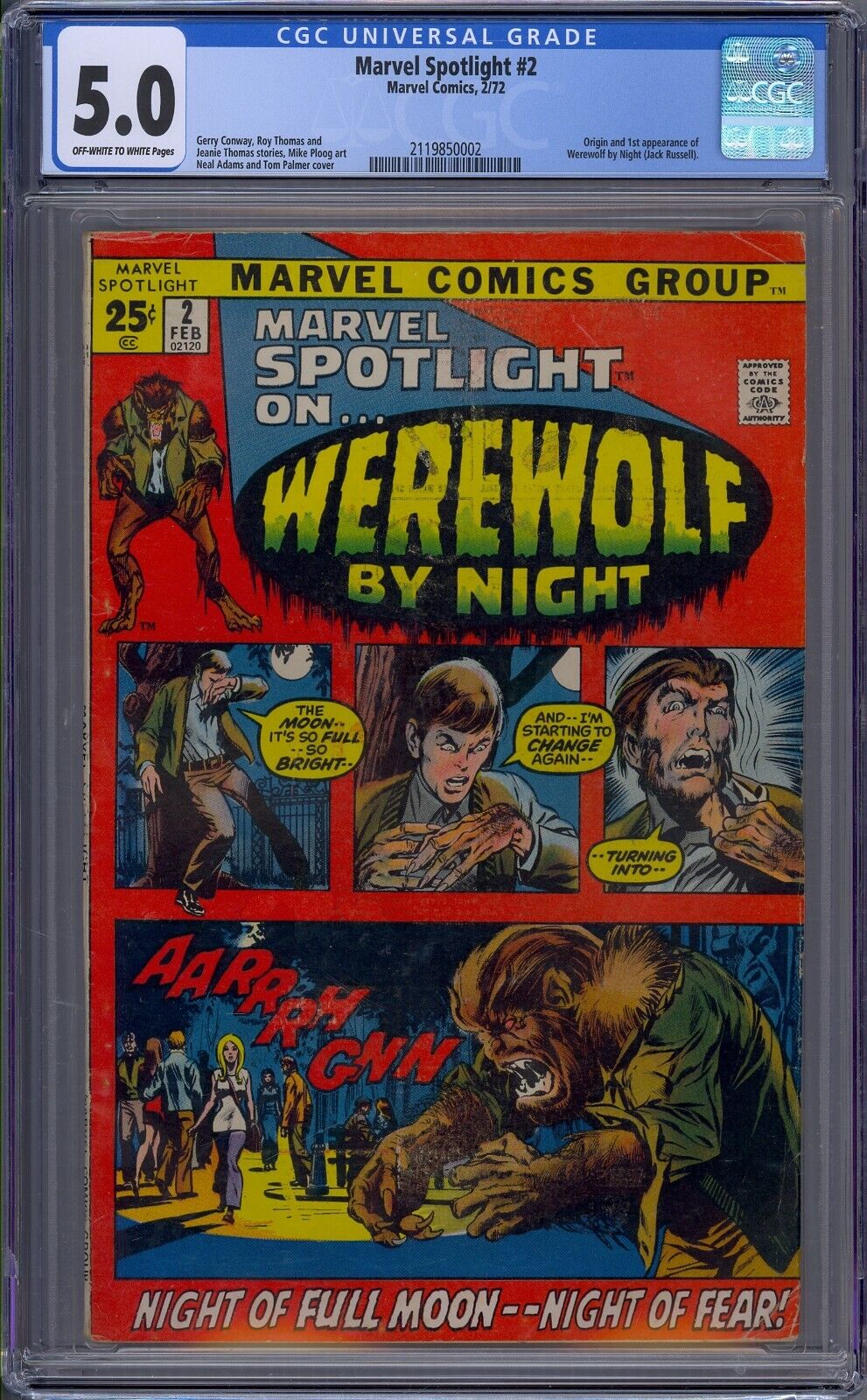 Marvel Spotlight #2 1972 Marvel Comics CGC 5.0 1st app Werewolf by Night