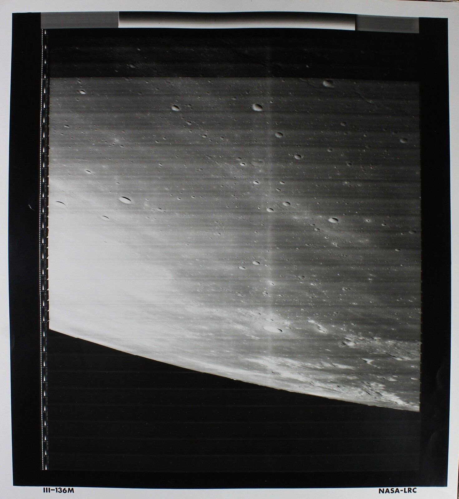 1967 MOON mammoth vintage NASA photograph oblique Ocean of Storms Lunar ORBITER