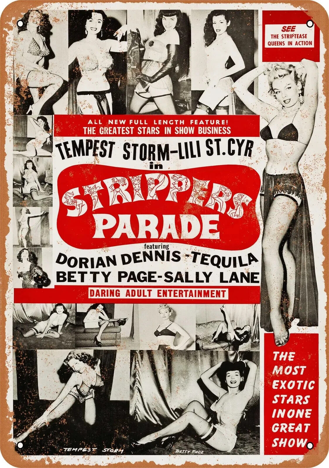 1956 Strippers Parade - Metal Sign - Vintage Look Reproduction- Fast 