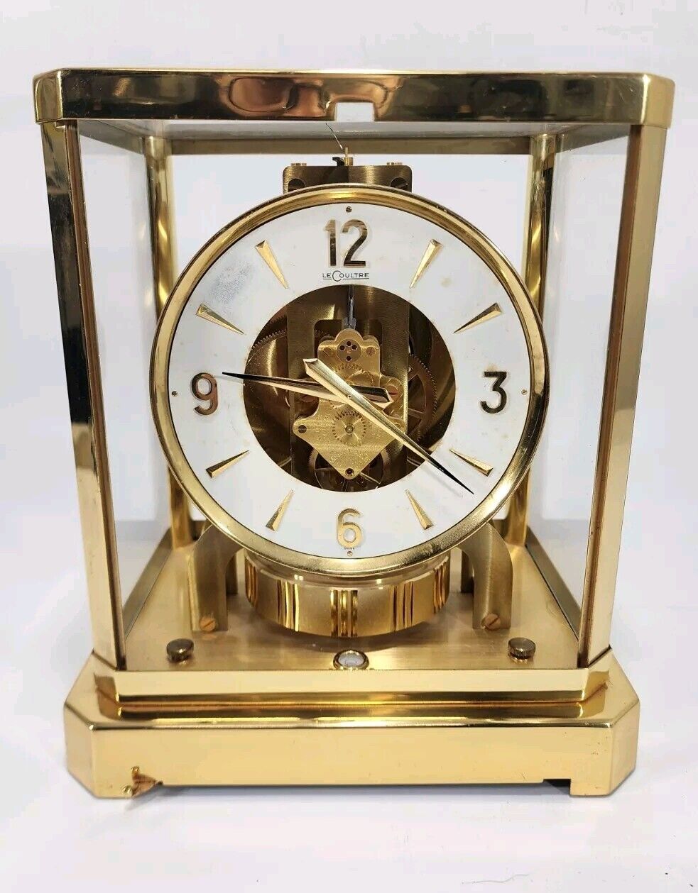 Vintage 1970's Jaeger LeCoultre 528-8 Atmos 15-Jewel Clock ~ Missing Front Glass