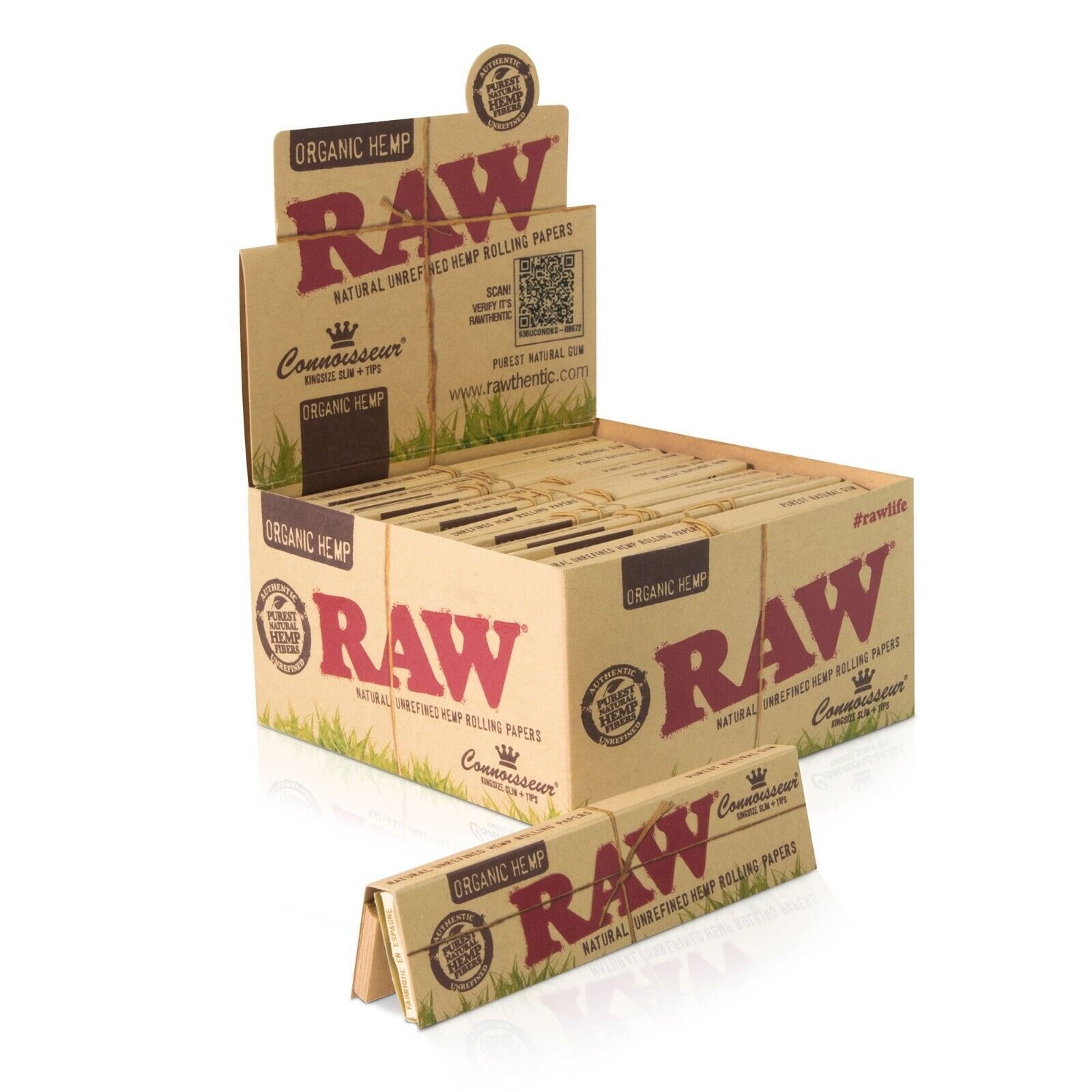 RAW Organic Connoisseur King Size Slim 24 Book X 32 Rolling Papers + Tips