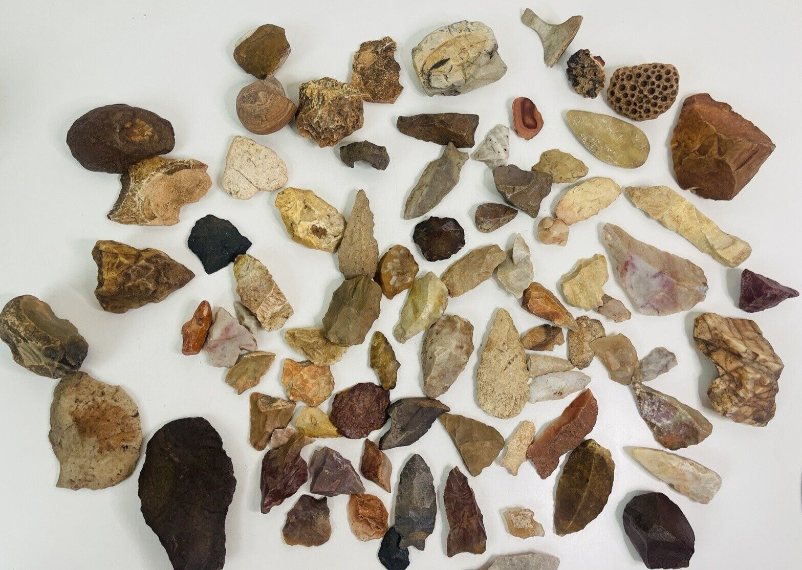 Mixed Lot of 80 Native American Artifacts Arrowheads Spear Points Tools