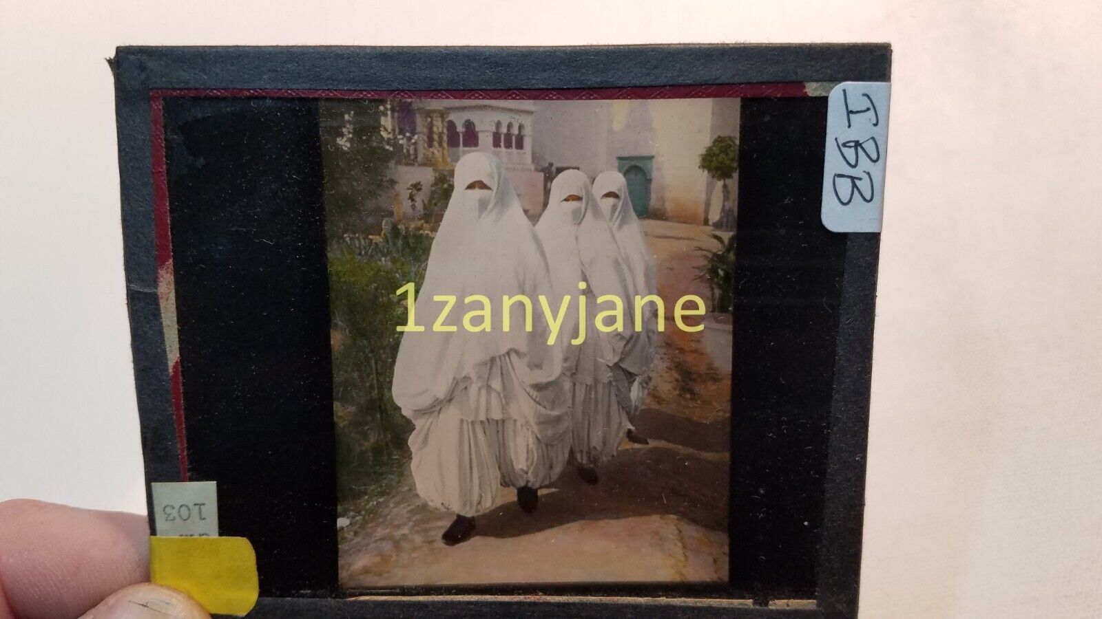 IBB HISTORIC Magic Lantern GLASS Slide NATIVE WOMEN ROBES WITH FACES COVERED