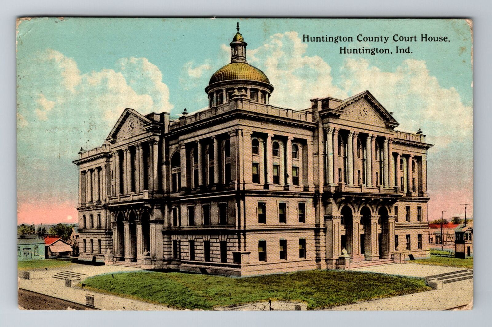Huntington IN-Indiana, Huntington County Courthouse, Vintage c1912 Postcard