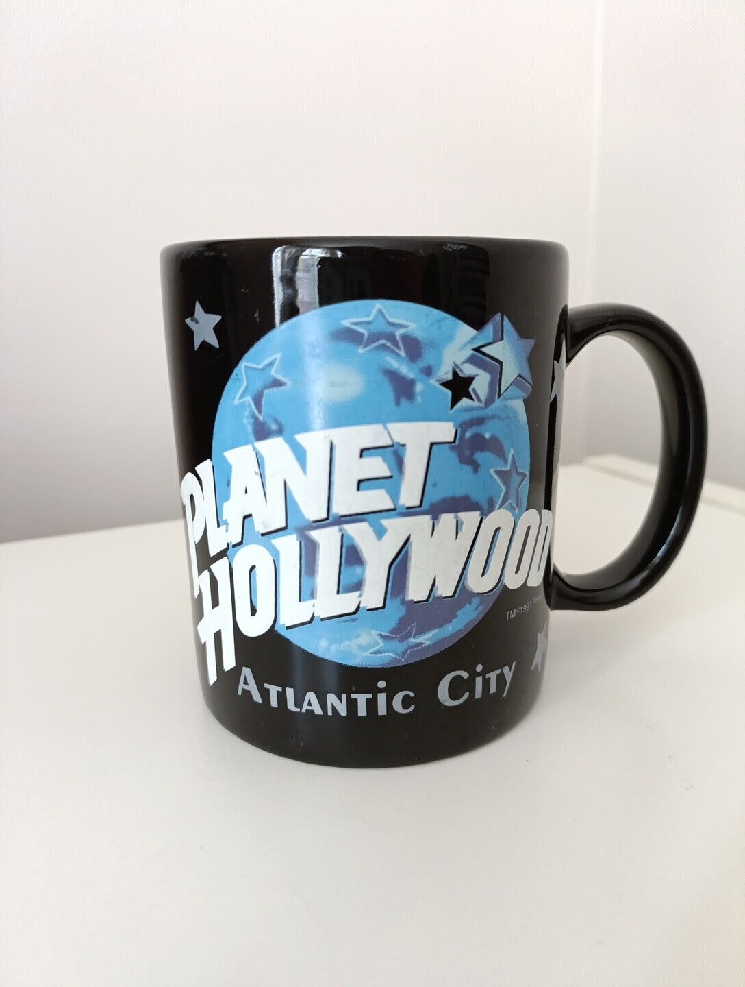Vintage Planet Hollywood Black Coffee Cup Mug Atlantic City 1991