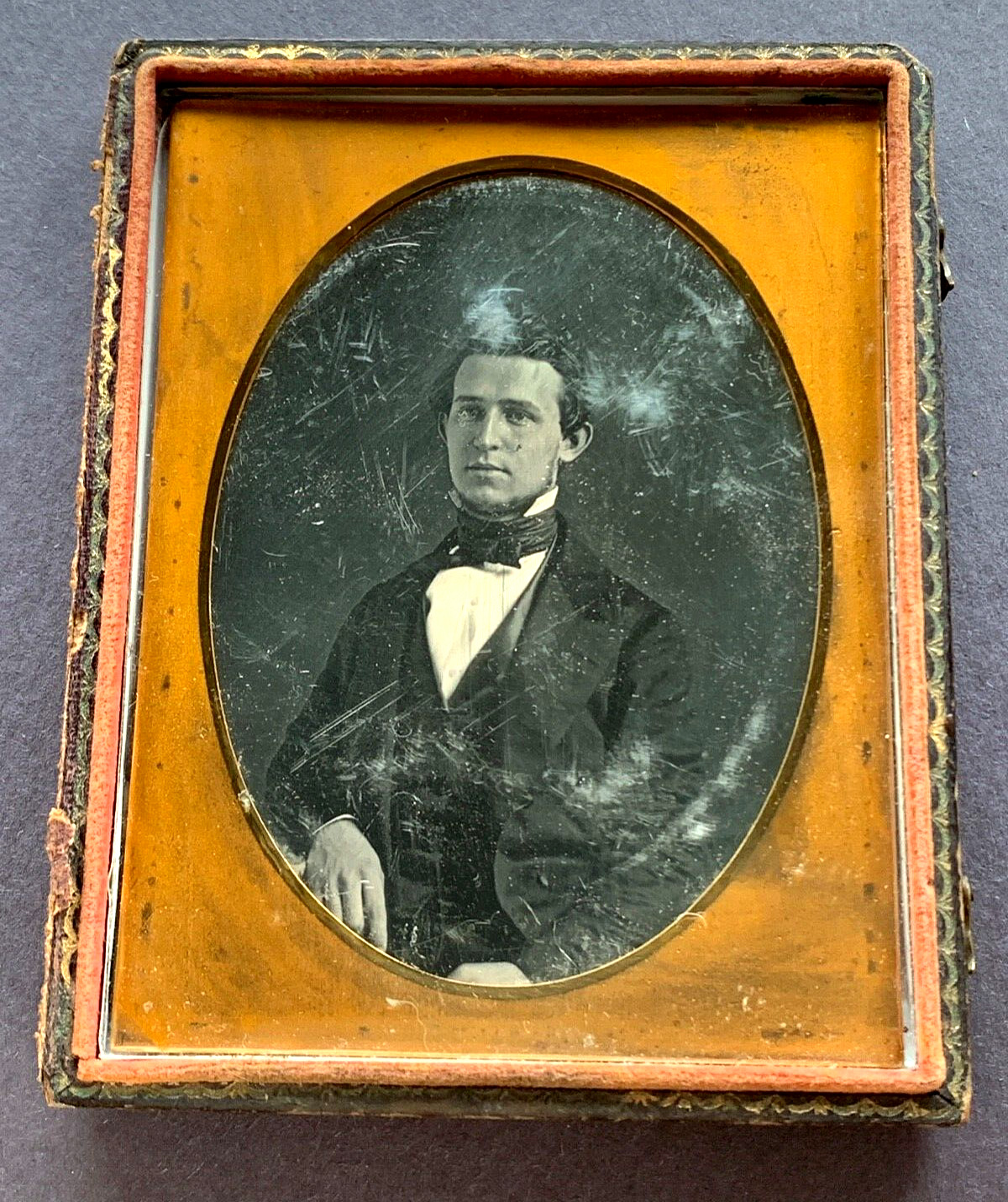 HANDSOME AS HECK Dressy Young MAN Large 1/4 Plate DAGUERREOTYPE Photo c 1850s
