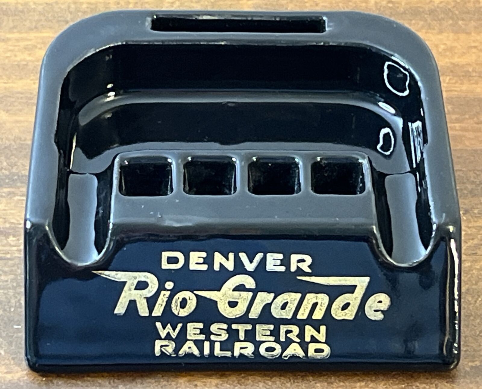 Vintage Rio Grande Western Railroad Ashtray D&RGW Porcelain Ceramic Snuf-A-Rette