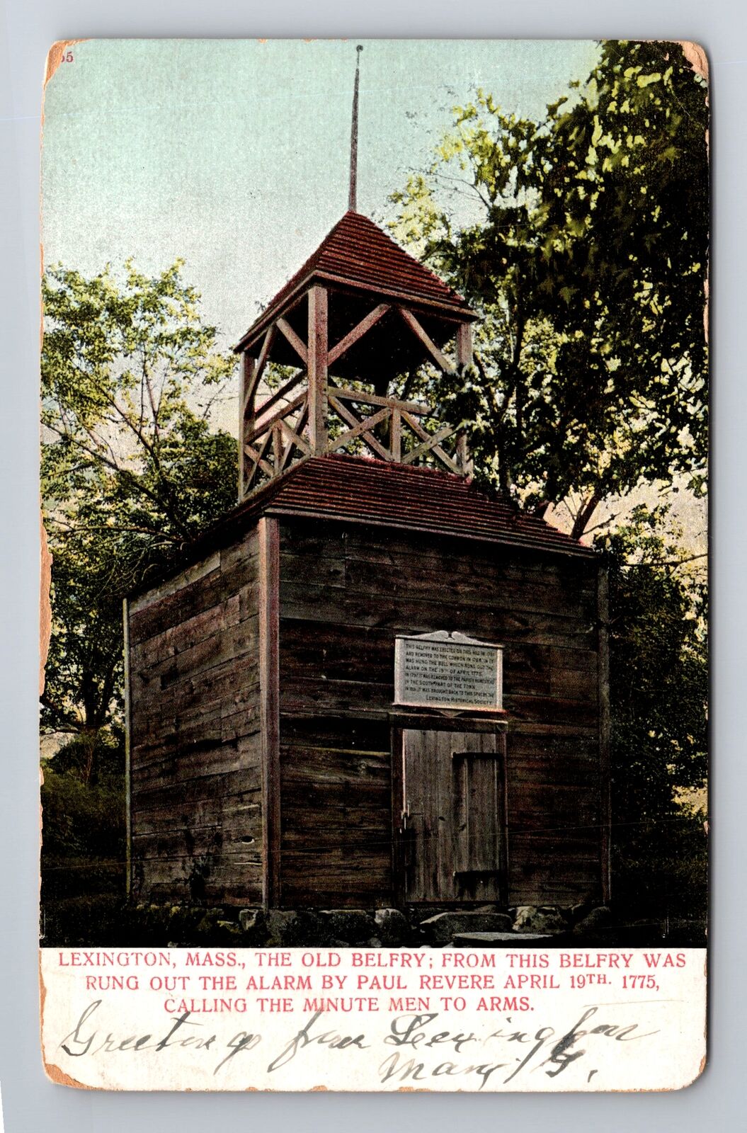 Lexington MA-Massachusetts, The Old Belfry, Antique, Vintage c1908 Postcard