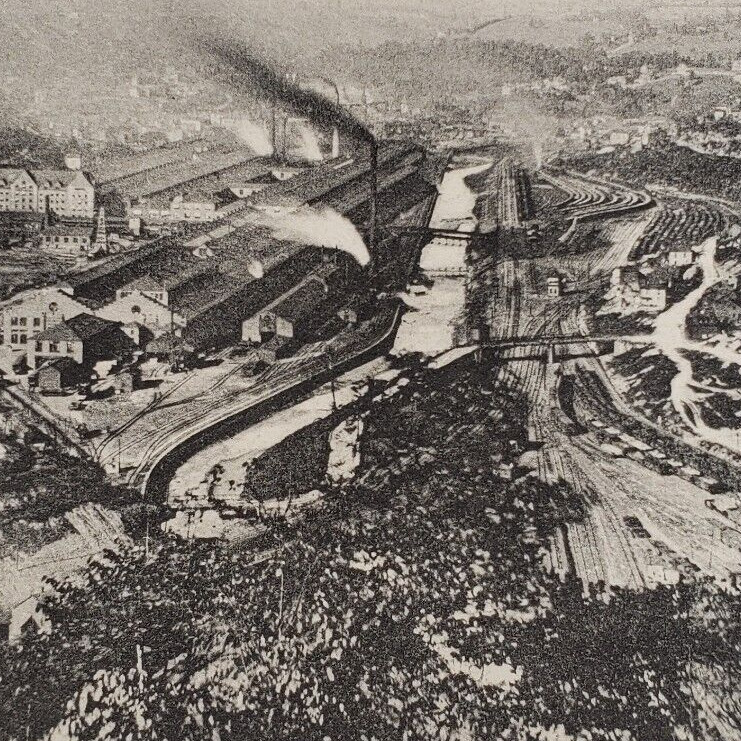 Aerial Photo Turtle Creek Postcard c1908 George Westinghouse Plant Vintage D757