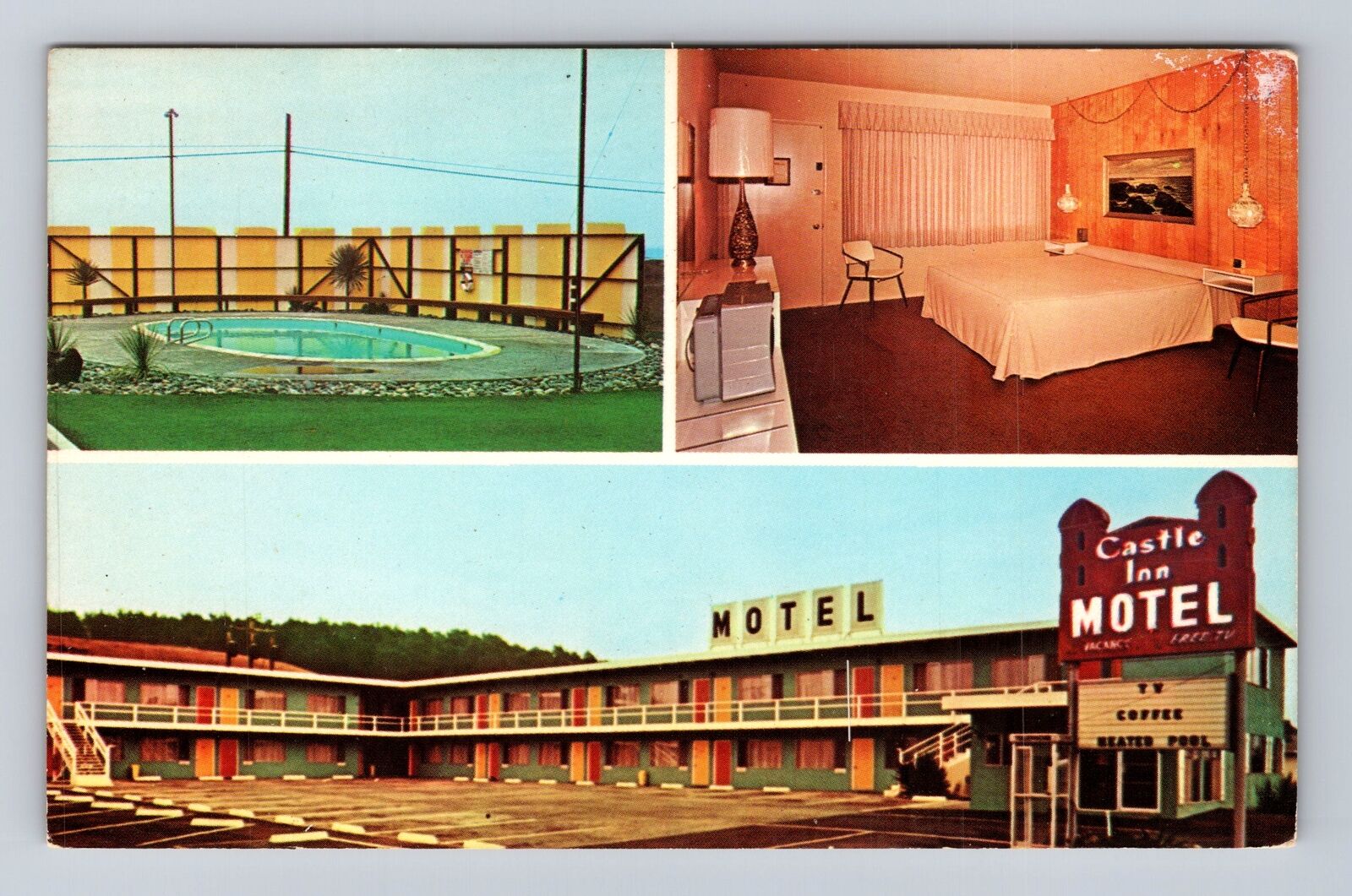 San Simeon CA-California, Castle Inn Motel, Advertising, Vintage Postcard
