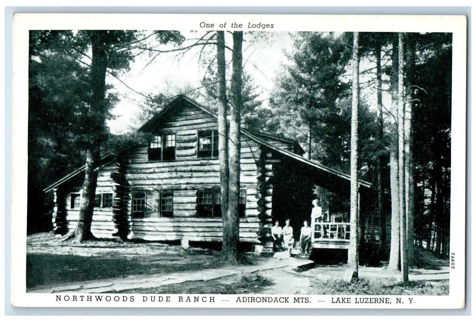 c1940\'s Northwoods Dude Ranch Adirondack Mts. Lake Luzerne NY Postcard