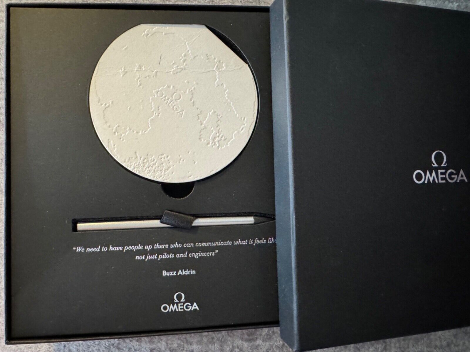 Omega SpeedMaster Moon Landing Note Pad Pencil Apollo 11 50th Anniversary boxed