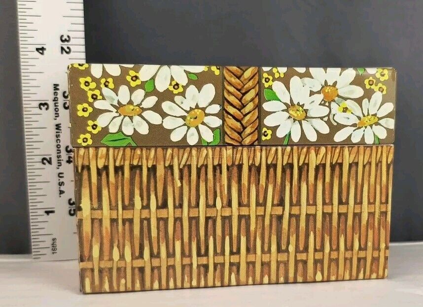 Vtg Hallmark Tin Recipe Box Daisies In A Basket With Dividers 