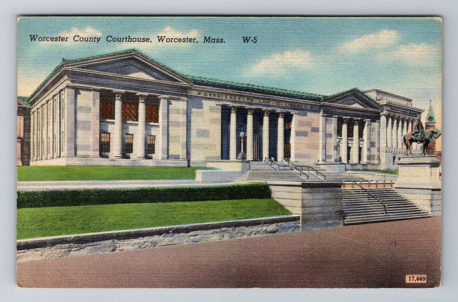 Worcester, MA-Massachusetts, County Courthouse Antique Souvenir Vintage Postcard