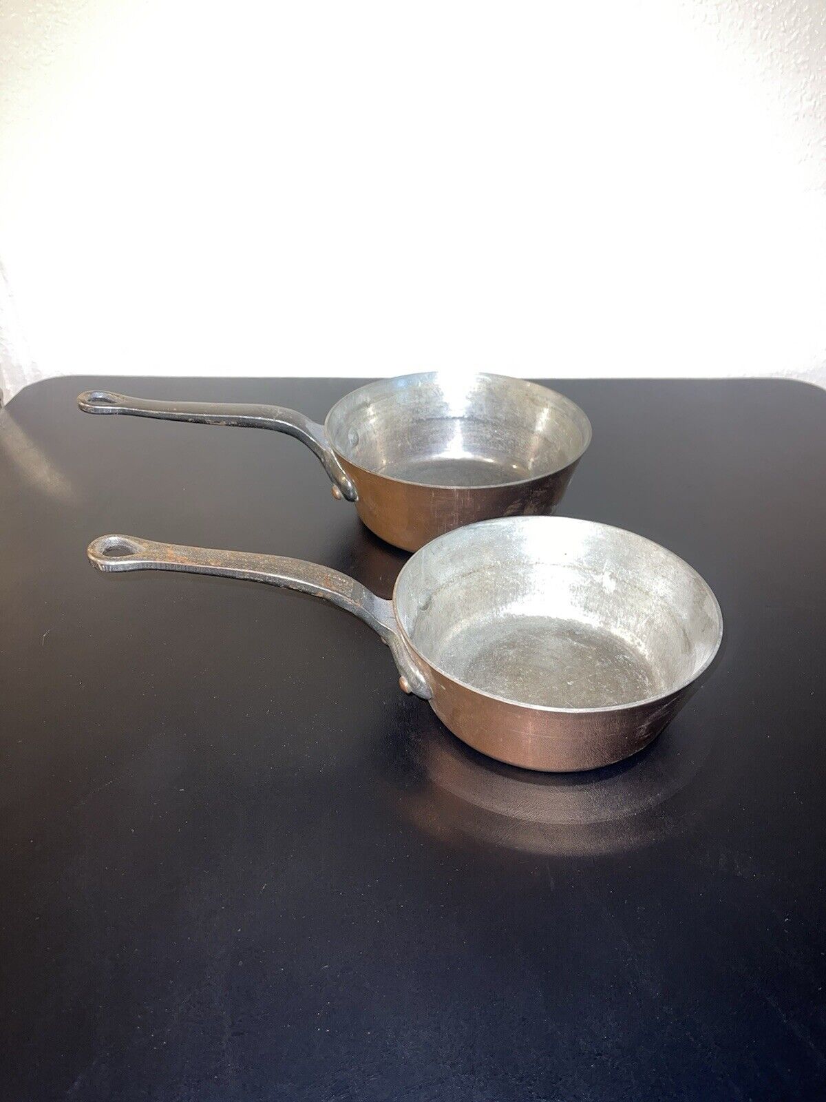 vintage copper cookware Set made in france  7” & 8” Sauce Pans Must See