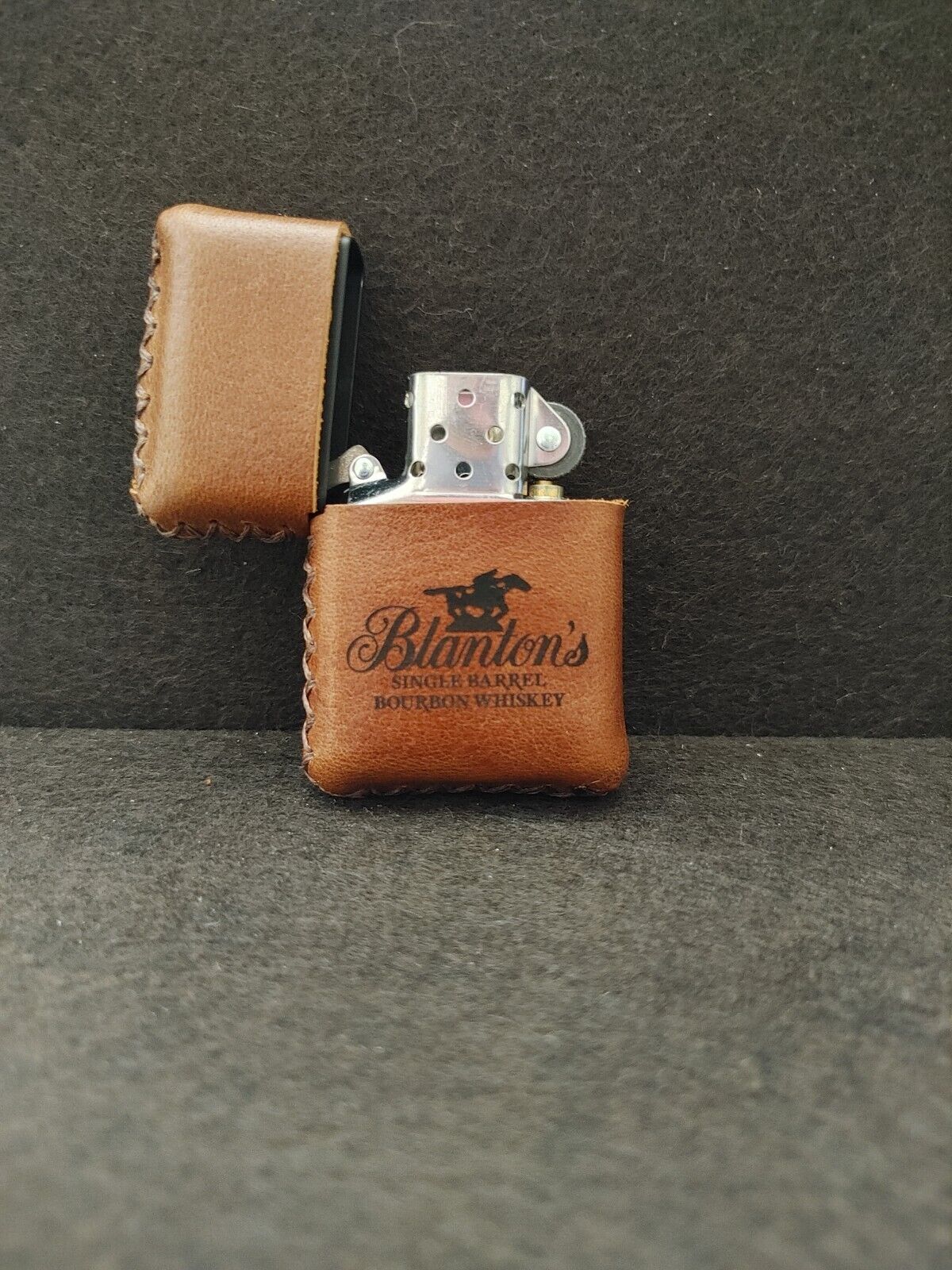 Blanton's Bourbon Whiskey Zippo Lighter Leather Case KY Buffalo Trace New Custom
