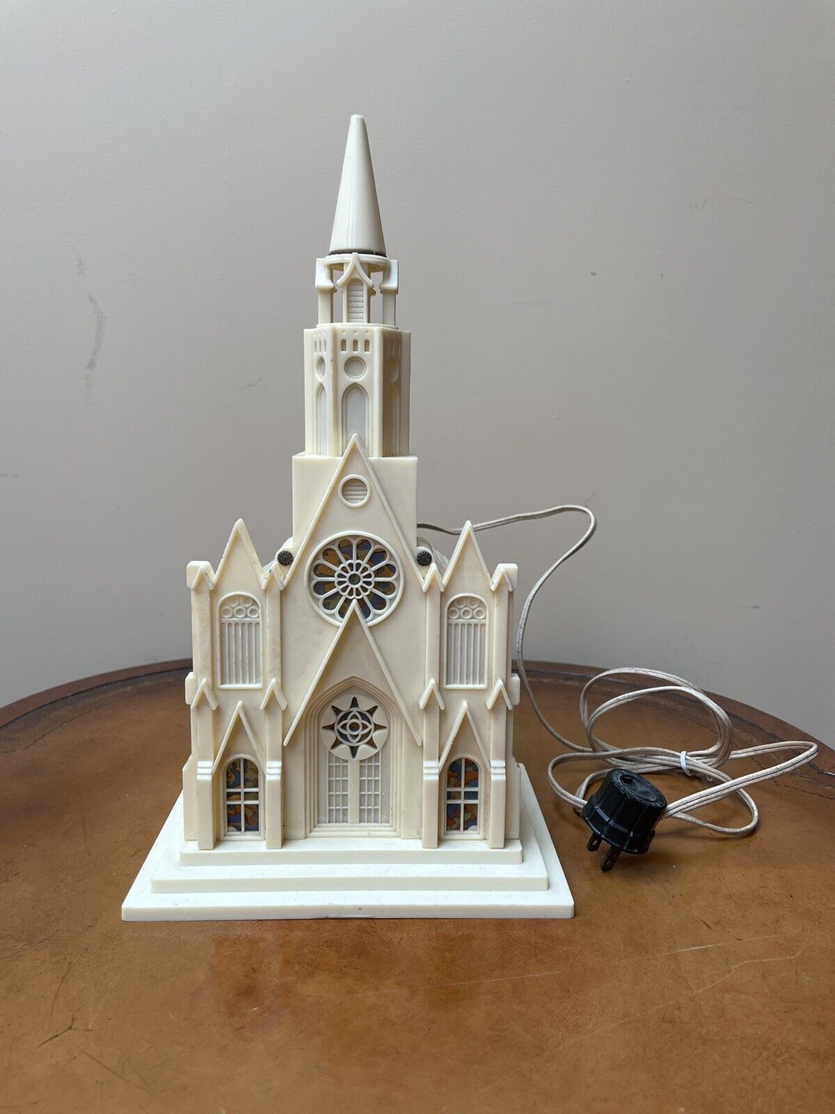 Vintage 50's Raylite Electric Corp Lighted Musical Church Cathedral