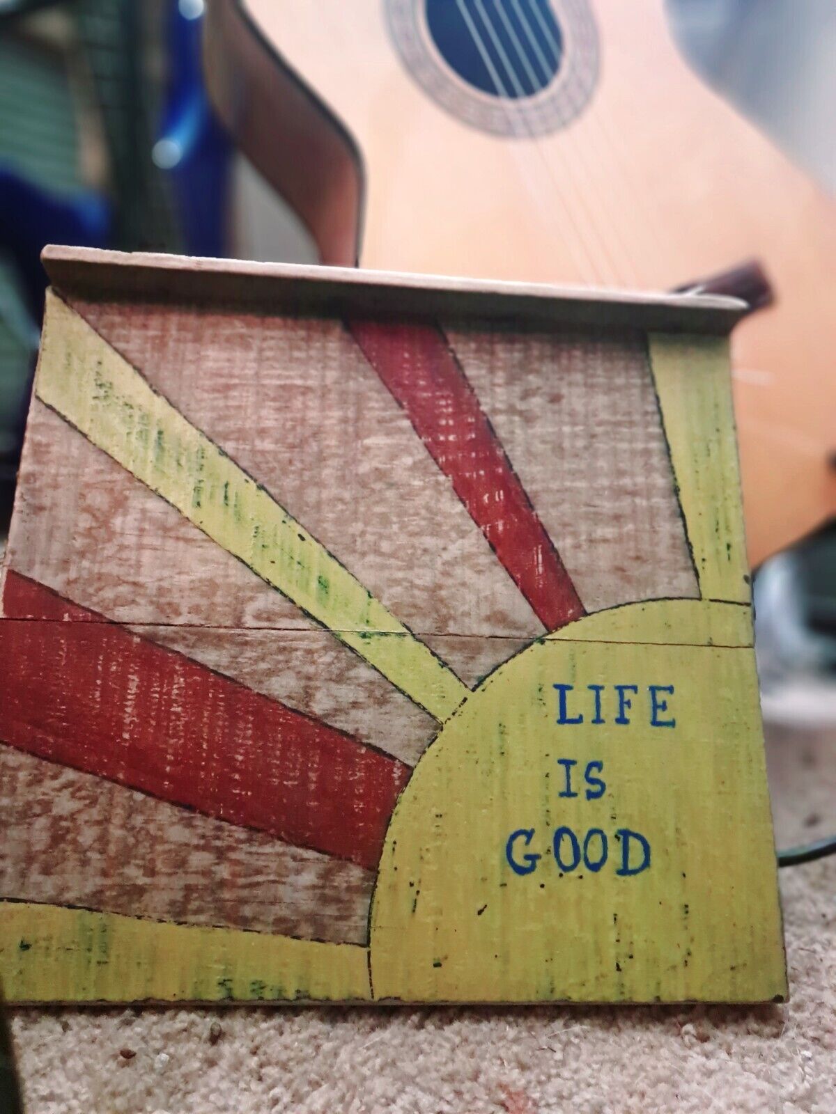 vintage life is good hand painted wooden shelf/ sign