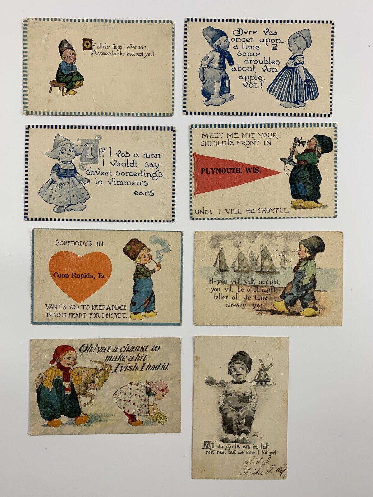 Lot 1910s Dutch American Deutsch Divided Back Postcards Posted Unposted WI