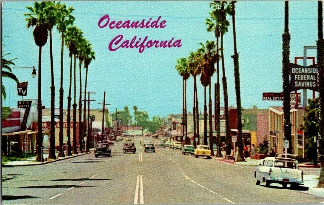 1960'S. OCEANSIDE, CA. STREET VIEW.  MISSION AVE. POSTCARD. SM12