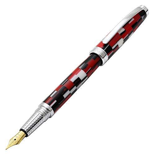 Xezo Urbanite II Fountain Pen Medium Nib. Sporty Red Black and White Checkere...