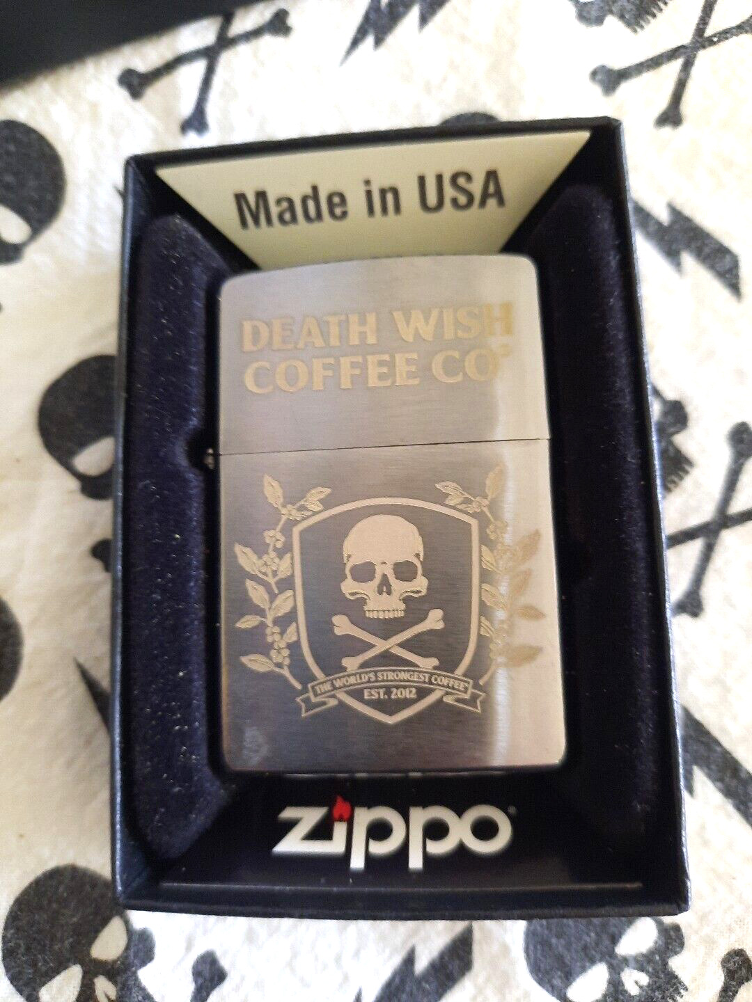 2022 Death Wish Coffee Crest Zippo #0280/1000 Skull & Cross Bones