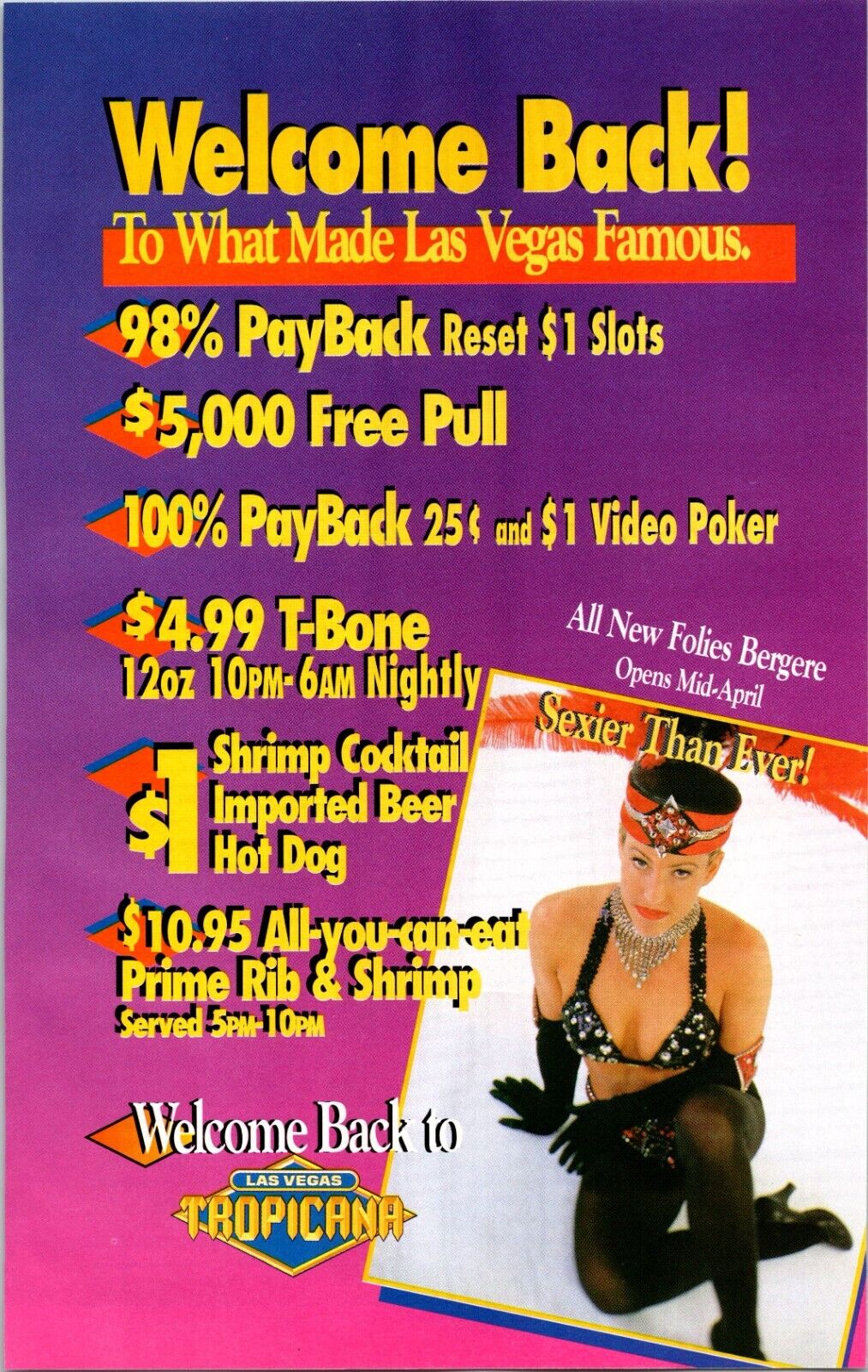 Las Vegas NV 1997 Print Advertisement Tropicana Casino Hotel Promo Ad Defunct