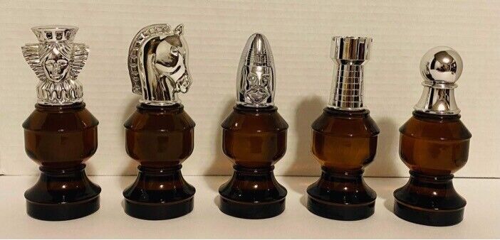 Vintage 1970s Avon Glass Chess Pieces Queen Bishop Knight Rook Pawn Wild Country