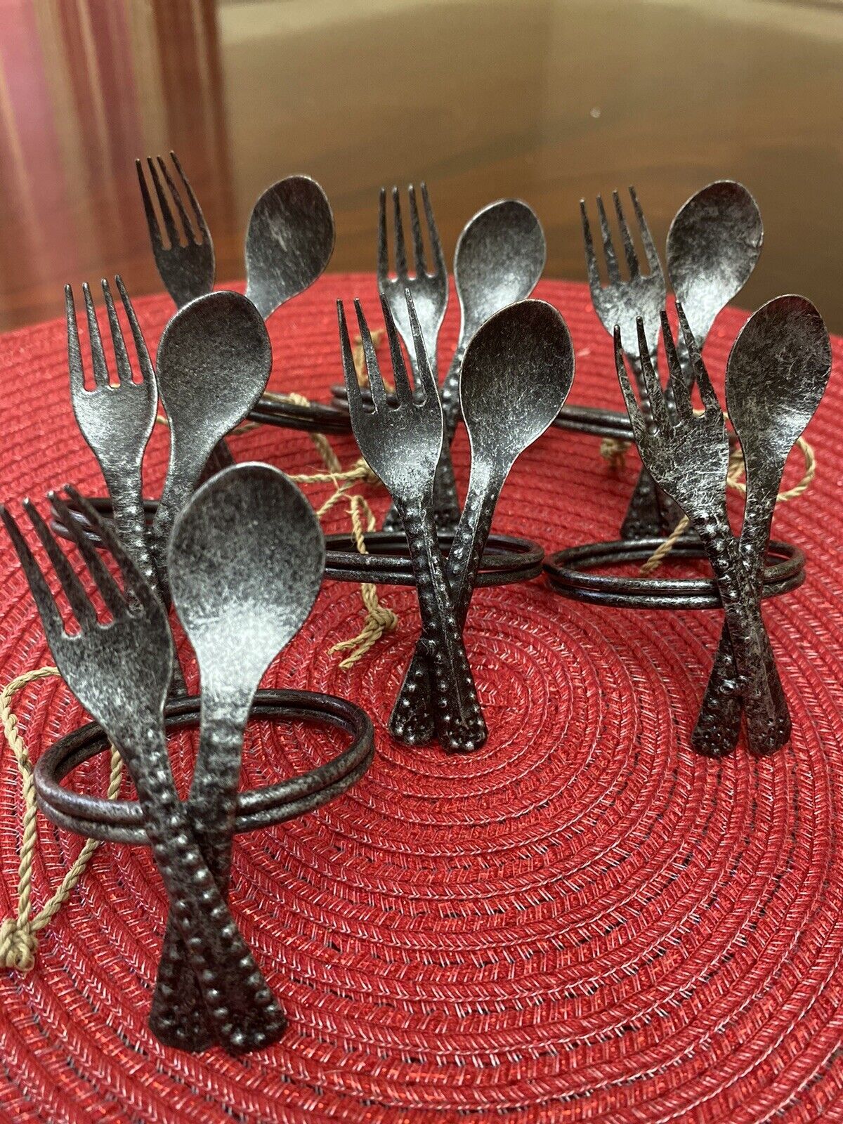 7 Vintage Spoon and Fork Metal Napkin Holders Napkin Rings