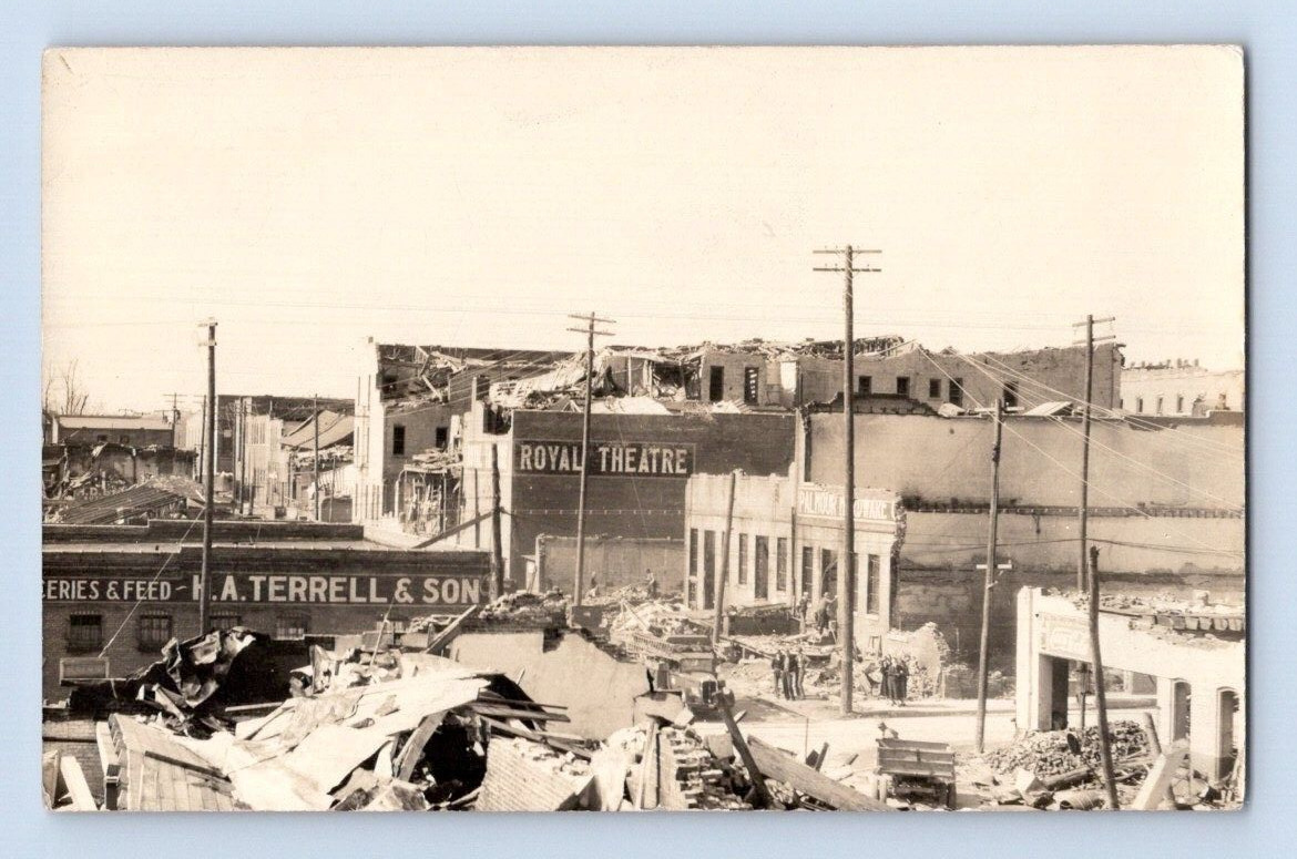 RPPC 1936. APRIL 6TH. GAINESVILLE, GA. TORNADO DAMAGE. ROYAL THEATRE. 1A38