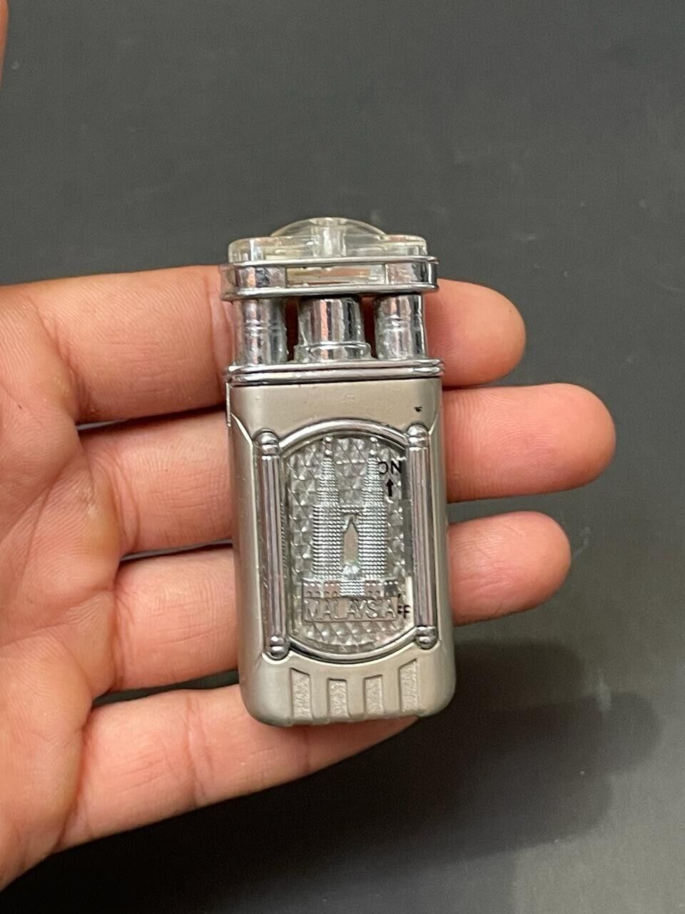 Old Vintage Unique Shape Malaysia Metal Pocket Cigarette Lighter Collectible