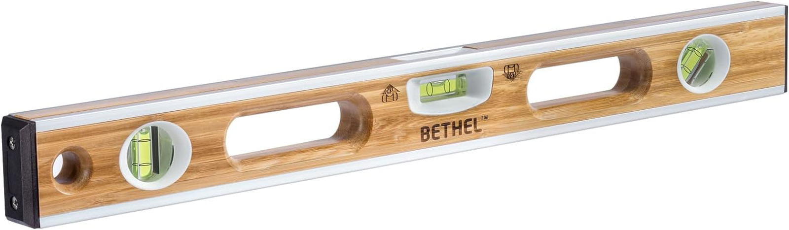 BETHEL Bamboo Level, 24 Inch Level & Tool Solid Block Acrylic Vials, Resists Mor