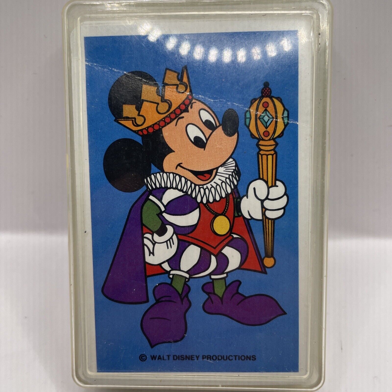 DISNEY Vintage Mickey Mouse Sharp & Complete Playing Card Deck With Holder