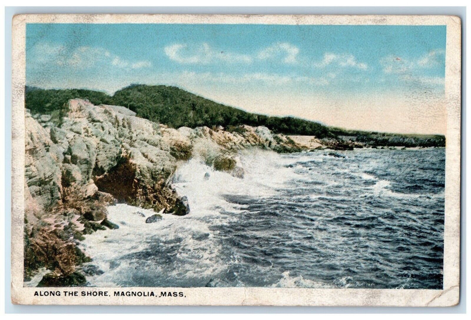 1919 Shore Cliff Mountain Water Waves Magnolia Massachusetts MA Vintage Postcard
