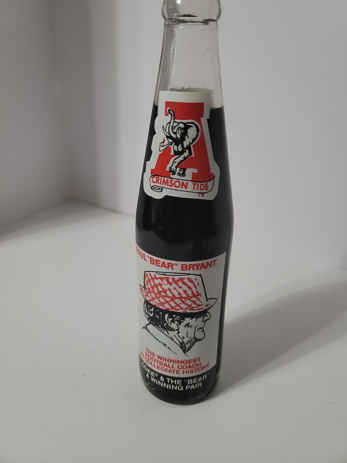 1979 Paul 'Bear' Bryant Alabama Crimson Tide Coke Bottle - Collectible 10oz