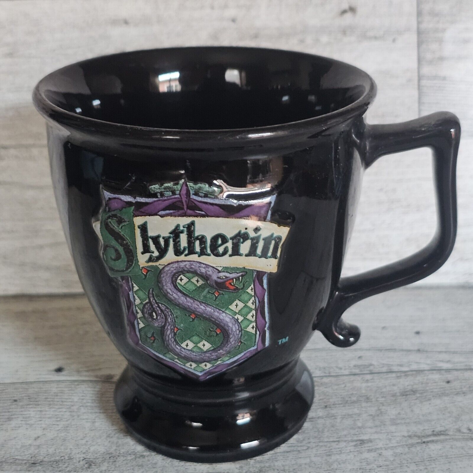 Harry Potter & Sorcerer's Stone Black 3D  Cauldron Slytherin Mug 2000 RARE
