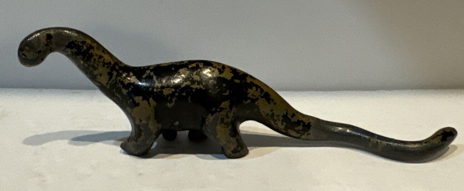 Brontosaurus Dinosaur Cast Iron Figurine Prehistoric Collectible 7” Rare 1940s