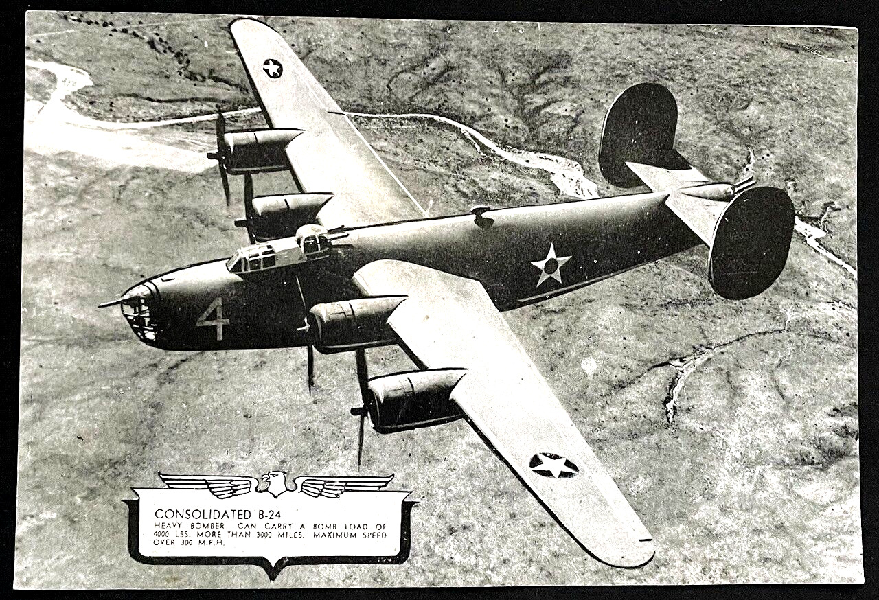 Navy Airplane Original 1940s 5x7 Photo Picture Card Military Plane B24 BOMBER