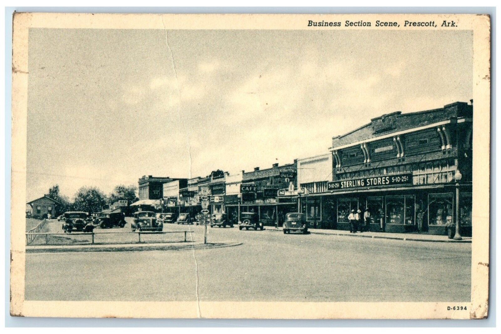 Prescott Arkansas Postcard Business Section Scene Exterior Building 1943 Vintage