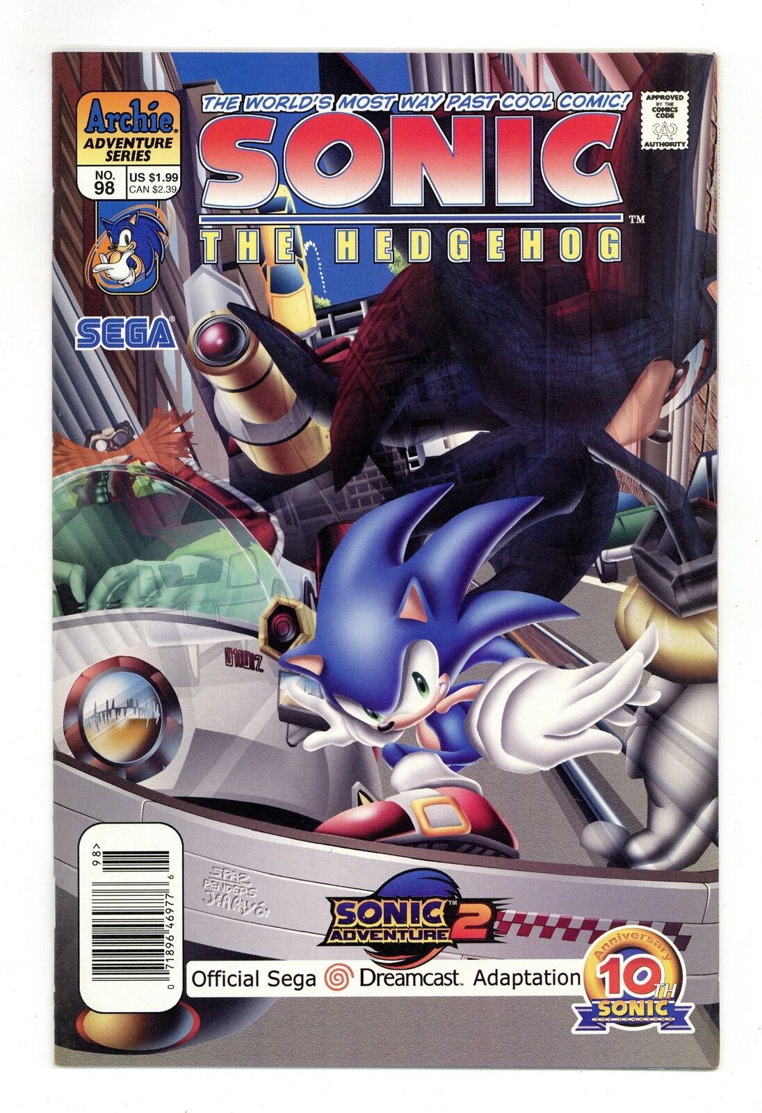 Sonic the Hedgehog #98 FN- 5.5 Newsstand 2001 1st app. Shadow