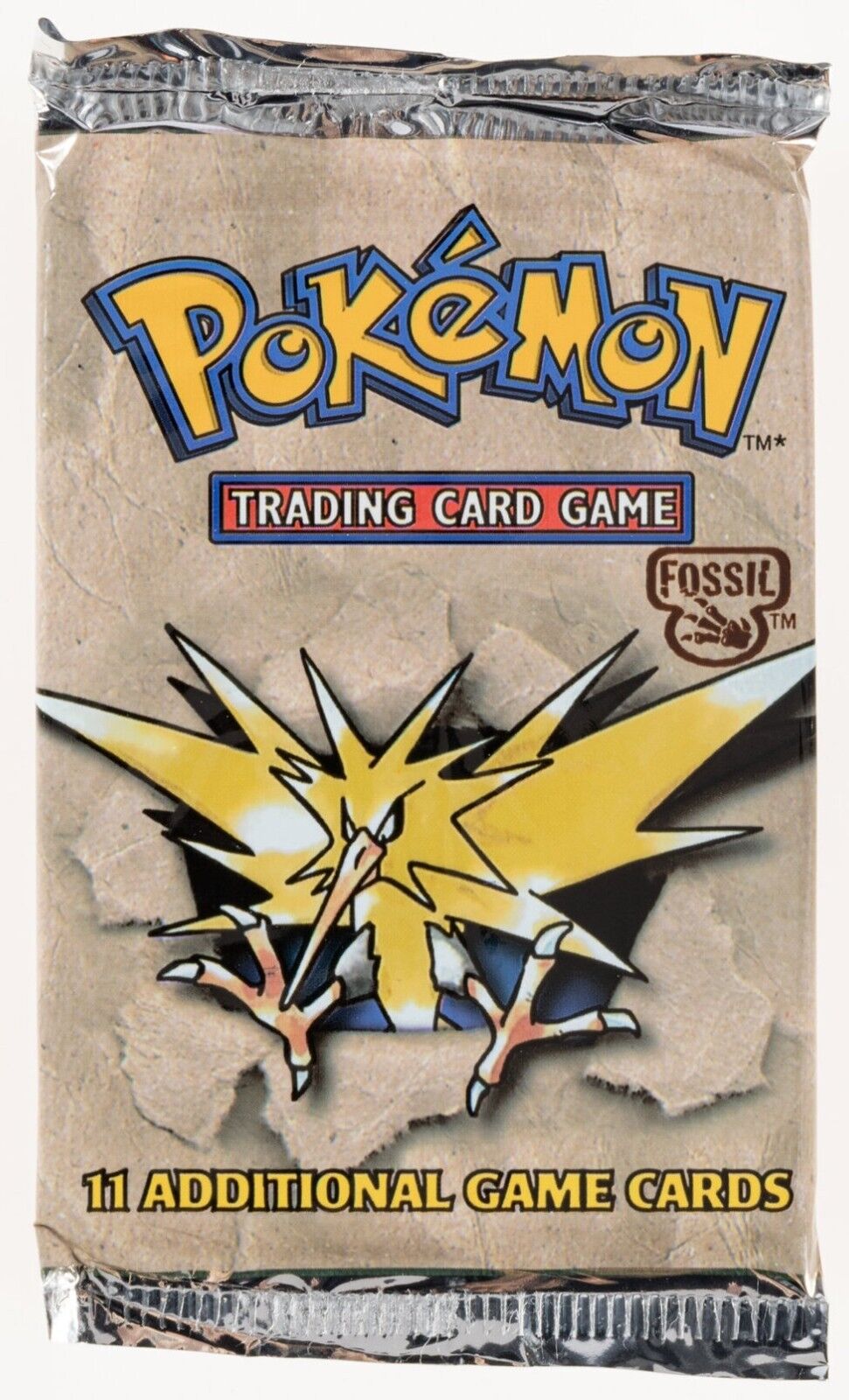 1999 Pokemon Unlimited Fossil Set Zapdos Art Sealed Booster Pack